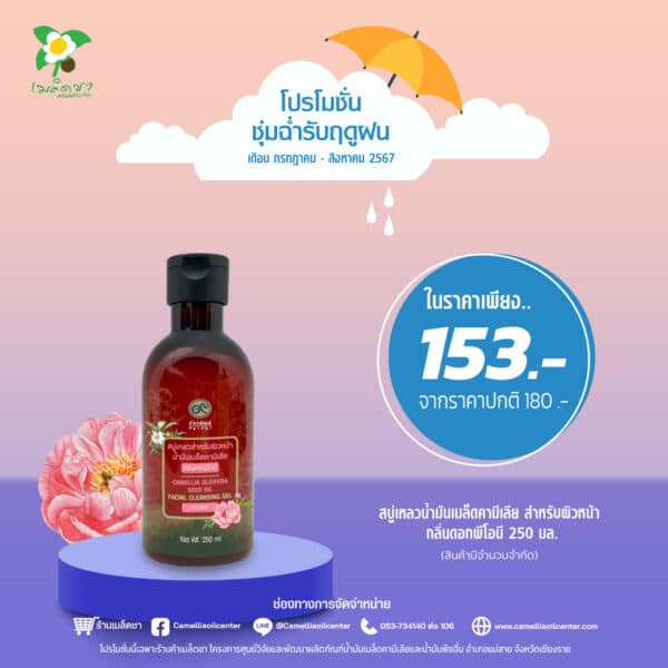 สบู่เหลวสำหรับผิวหน้า น้ำมันเมล็ดคามีเลีย กลิ่นดอกพีโอนี - Image 2