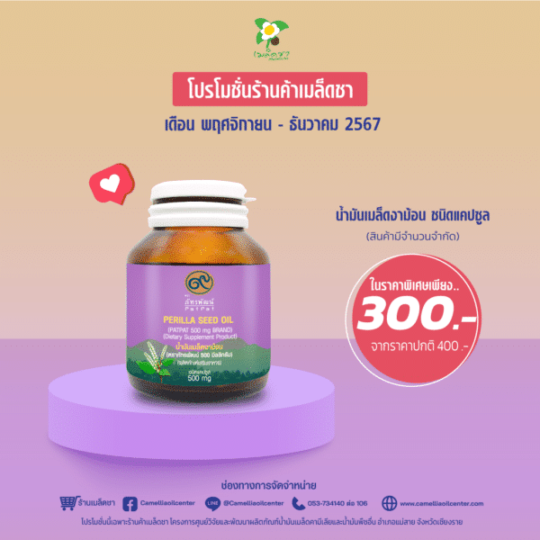 โปรน้ำมันเมล็ดงาม้อน ชนิดแคปซูล ขนาด 60 แคปซูล
